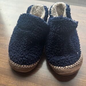 Kids LL bean Cozy Navy Blue Fuzzy Slippers 7-8